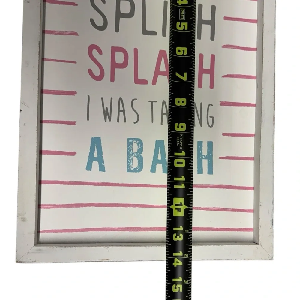 Splish Splash Bathroom Wall Decor Sign - Farmhouse Style - Pink‎ Gray Blue WP72Q